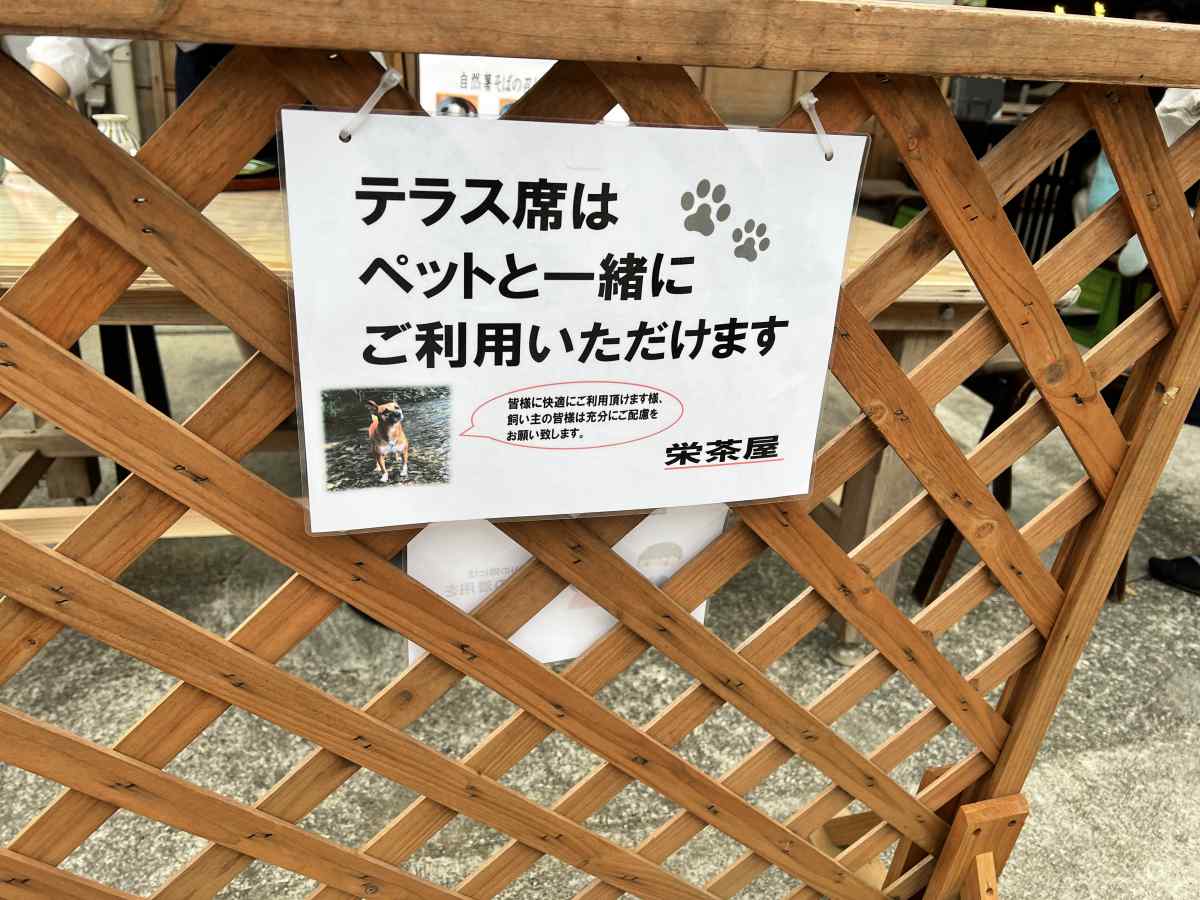 高尾山のテラス席ペット同伴可能「栄茶屋」