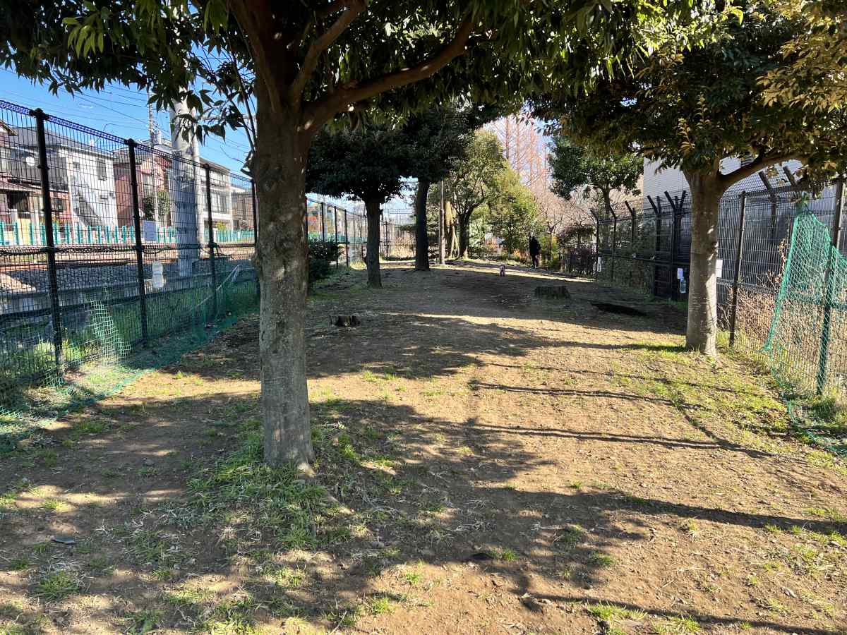 落合公園、犬の広場(ドッグラン)の様子
