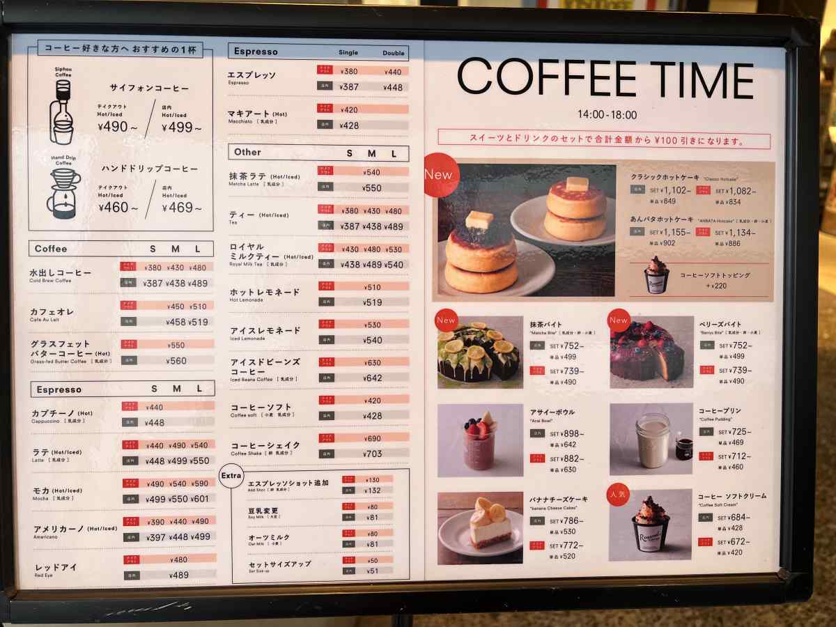 渋谷の「ローステッド コーヒー ラボラトリー」のドリンクメニュー