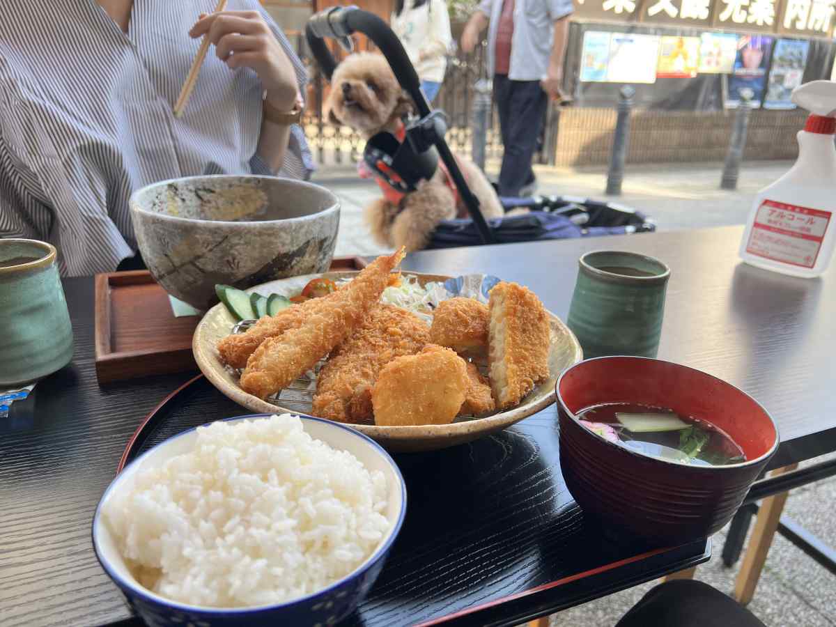 柴又の「おじぎ茶屋」のミックスフライ